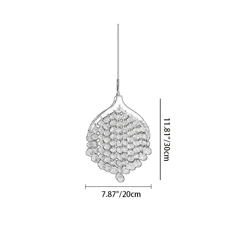 Lustre suspendu à LED moderne en perles de cristal de luxe pour chevet 