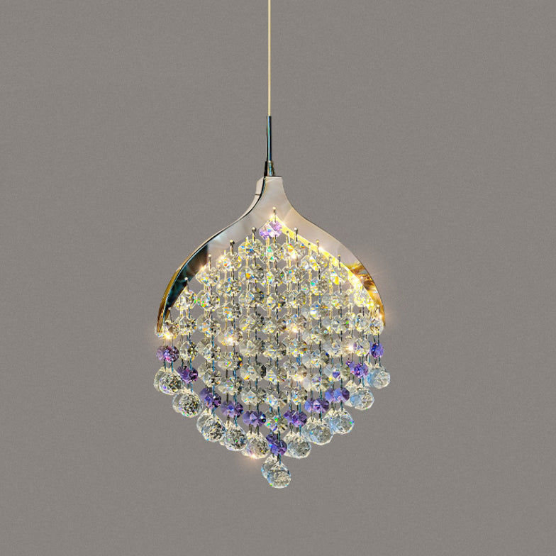 Lustre suspendu à LED moderne en perles de cristal de luxe pour chevet 