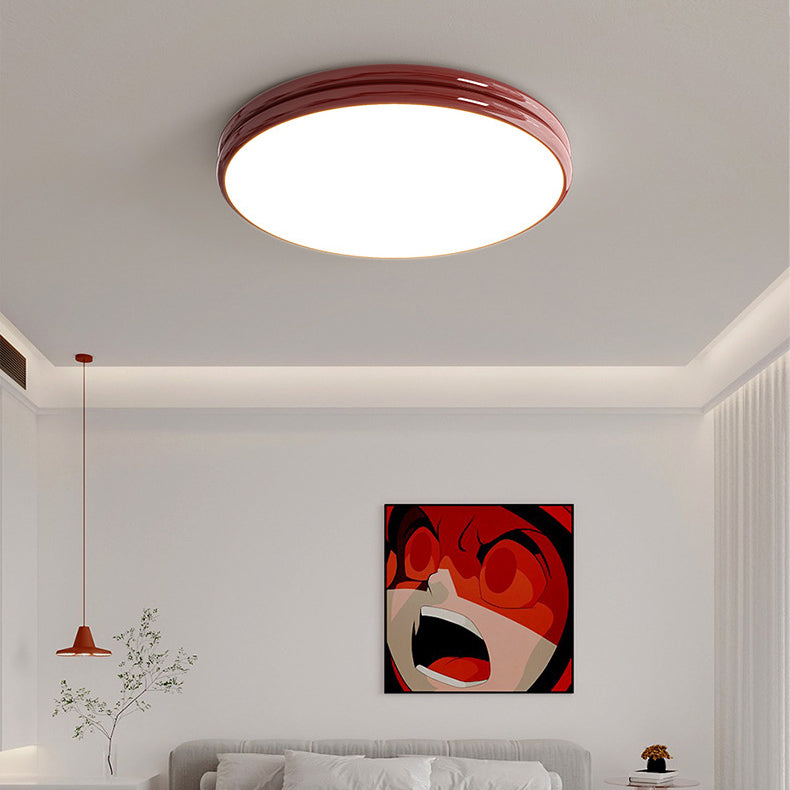 Modern Minimalist Iron Acrylic Round Two-Tier LED Flush Mount Ceiling Light For Bedroom