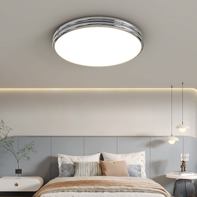 Modern Minimalist Iron Acrylic Round Two-Tier LED Flush Mount Ceiling Light For Bedroom