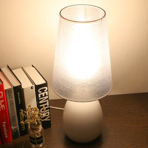 Zeitgenössische nordische Stoffeisen-Zylinderlampe mit gebürstetem Touch-Sensor, dimmbar, 1-Licht-Tischlampe für das Nachtkästchen 