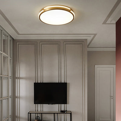 Moderne Mid-Century Messing Acryl Runde Linie LED-Deckenleuchte für das Schlafzimmer 