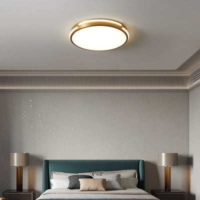 Moderne Mid-Century Messing Acryl Runde Linie LED-Deckenleuchte für das Schlafzimmer 