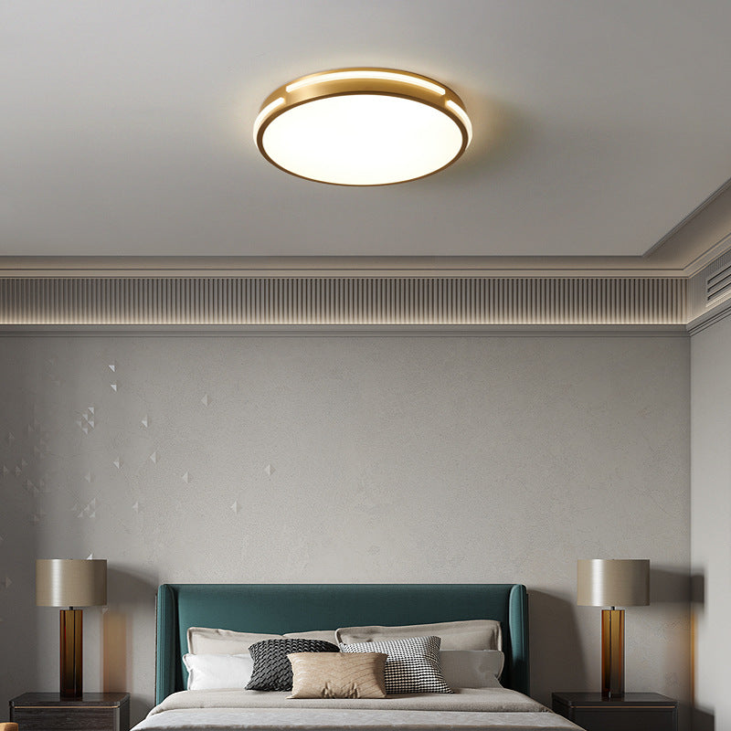 Moderne Mid-Century Messing Acryl Runde Linie LED-Deckenleuchte für das Schlafzimmer 
