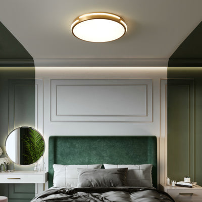 Moderne Mid-Century Messing Acryl Runde Linie LED-Deckenleuchte für das Schlafzimmer 