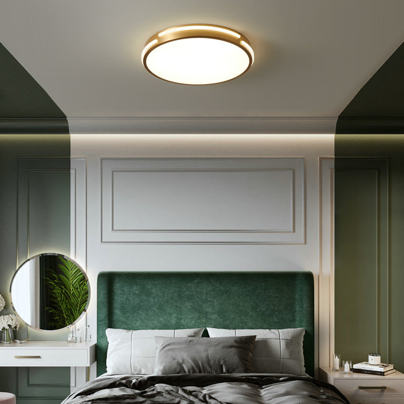 Moderne Mid-Century Messing Acryl Runde Linie LED-Deckenleuchte für das Schlafzimmer 