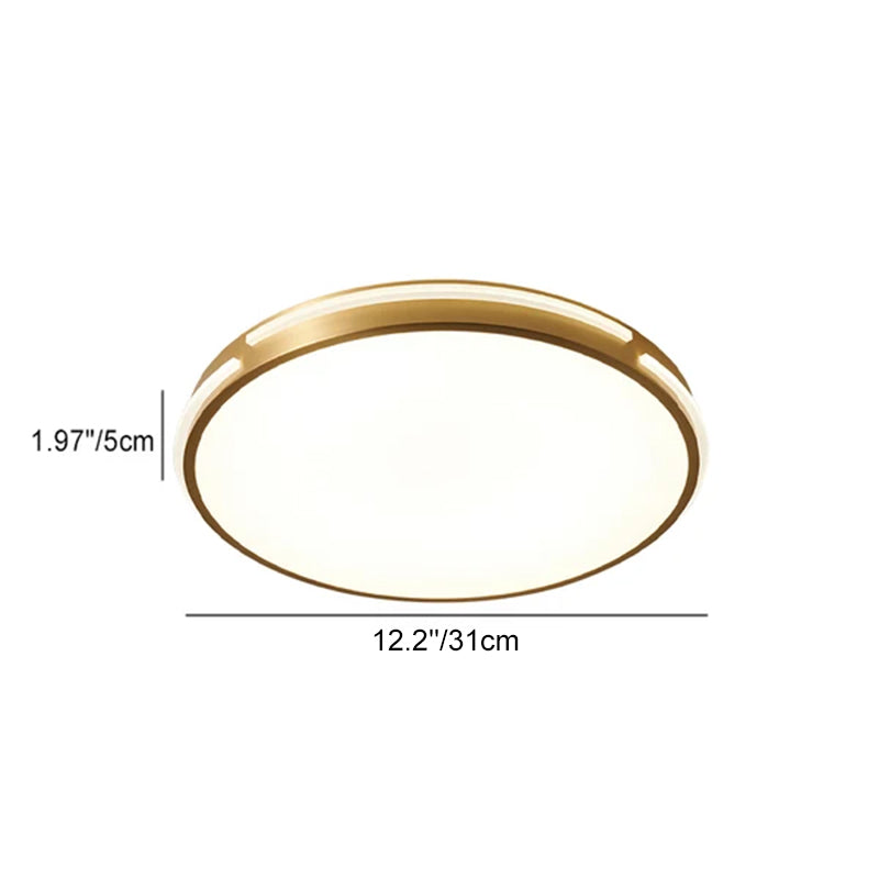 Plafonnier LED rond en laiton acrylique de style mi-siècle moderne pour chambre à coucher 