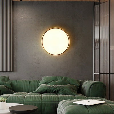 Moderne Mid-Century Messing Acryl Runde Linie LED-Deckenleuchte für das Schlafzimmer 