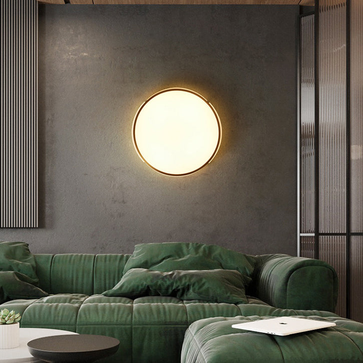 Moderne Mid-Century Messing Acryl Runde Linie LED-Deckenleuchte für das Schlafzimmer 