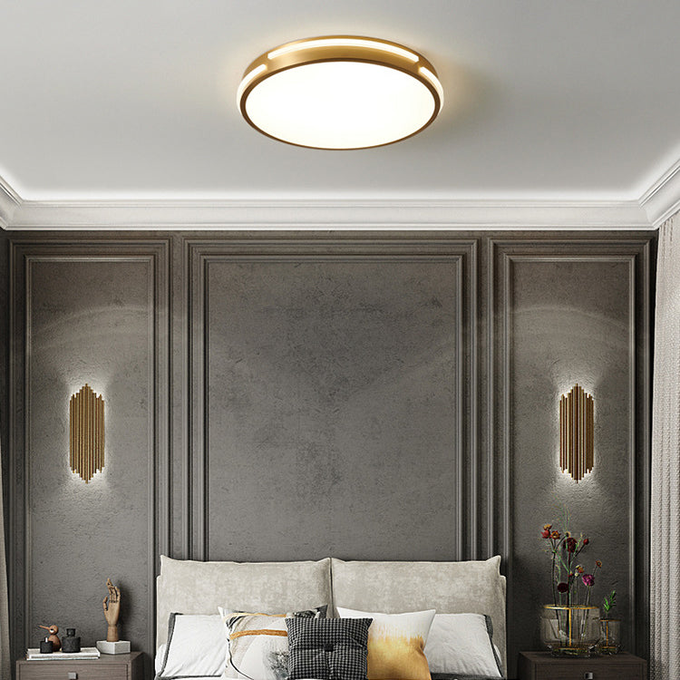 Moderne Mid-Century Messing Acryl Runde Linie LED-Deckenleuchte für das Schlafzimmer 