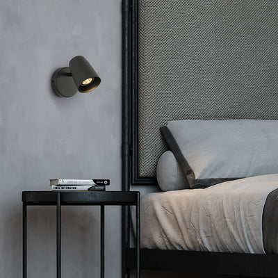 Modern Minimalist Metal Cylinder Rotatable 1-Light Wall Sconce Lamp For Bedside