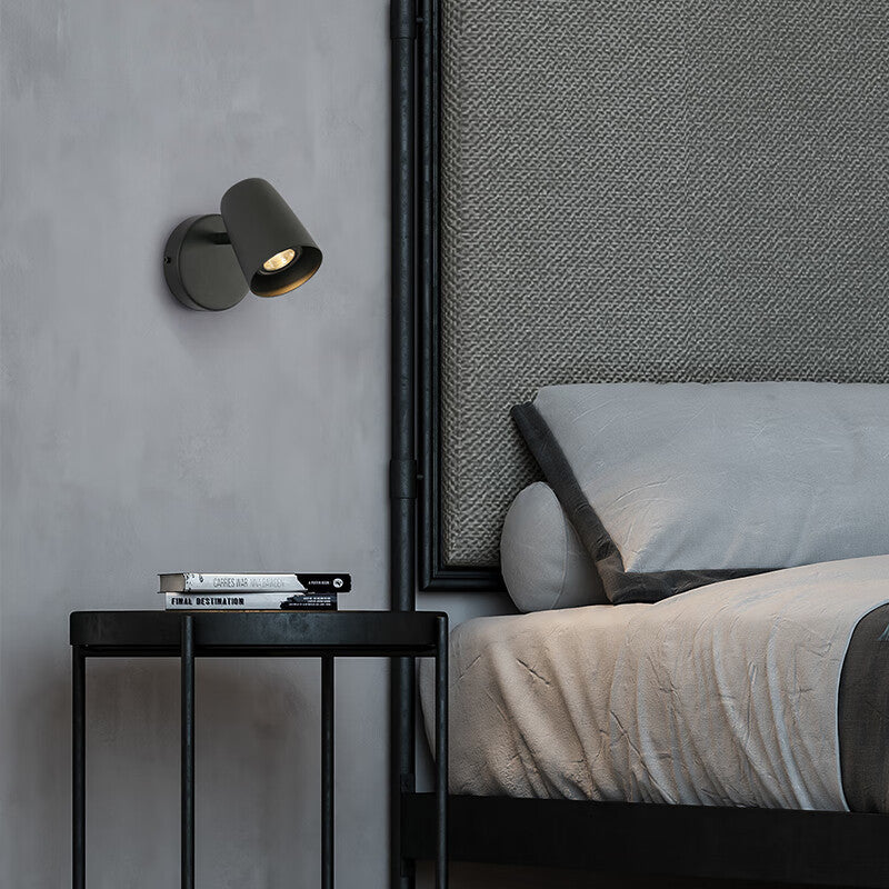 Modern Minimalist Metal Cylinder Rotatable 1-Light Wall Sconce Lamp For Bedside