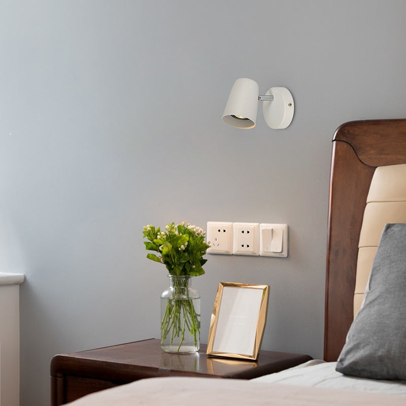Modern Minimalist Metal Cylinder Rotatable 1-Light Wall Sconce Lamp For Bedside