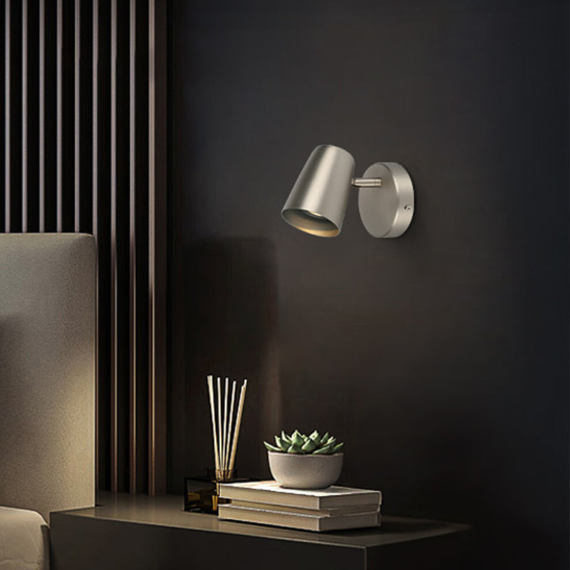Modern Minimalist Metal Cylinder Rotatable 1-Light Wall Sconce Lamp For Bedside