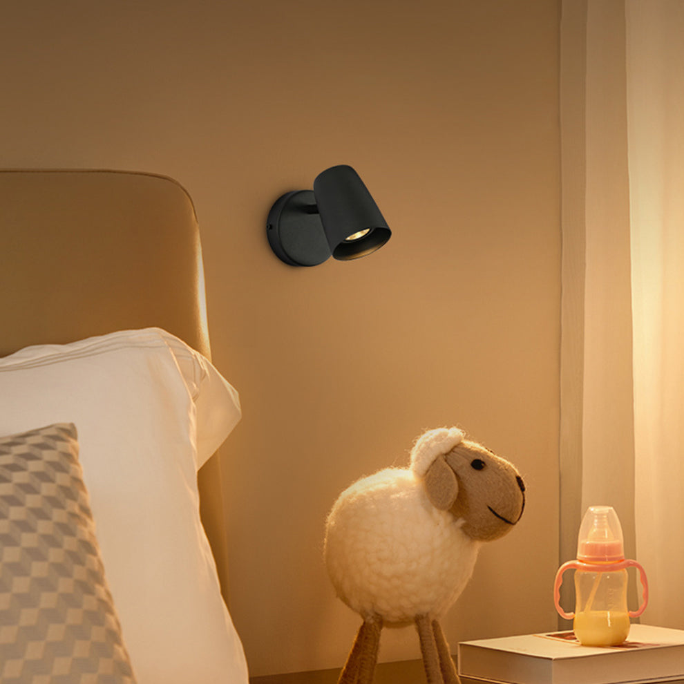 Moderner minimalistischer drehbarer Metallzylinder 1-Licht-Wandleuchte für das Bett 