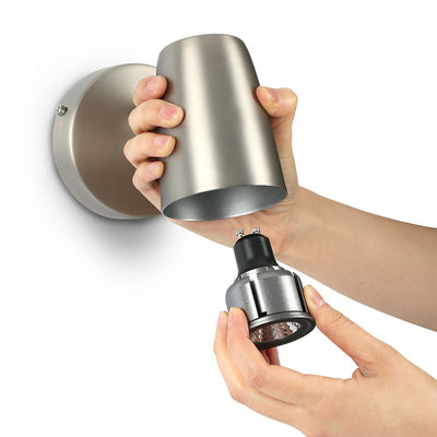 Modern Minimalist Metal Cylinder Rotatable 1-Light Wall Sconce Lamp For Bedside