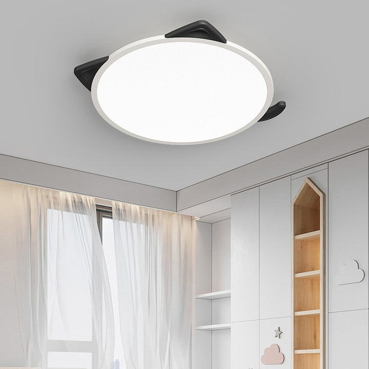 Lumière de Plafond LED Encastrée Moderne Simplicité pour Enfants en Fer Aluminium Acrylique avec Oreilles de Chat Ronde pour Chambre 