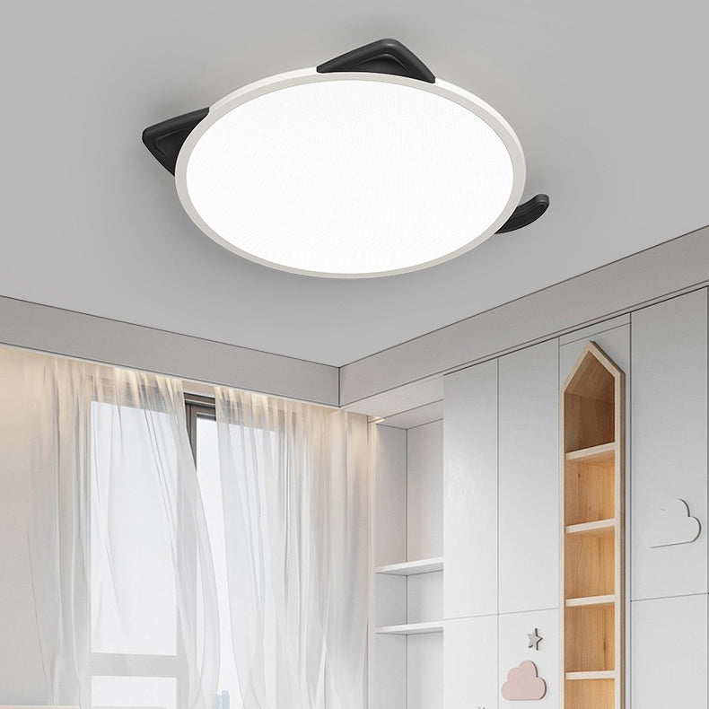 ضوء سقف LED مستدير بأذن قطة من الألومنيوم والأكريليك للأطفال بتصميم بسيط وحديث لغرفة النوم 