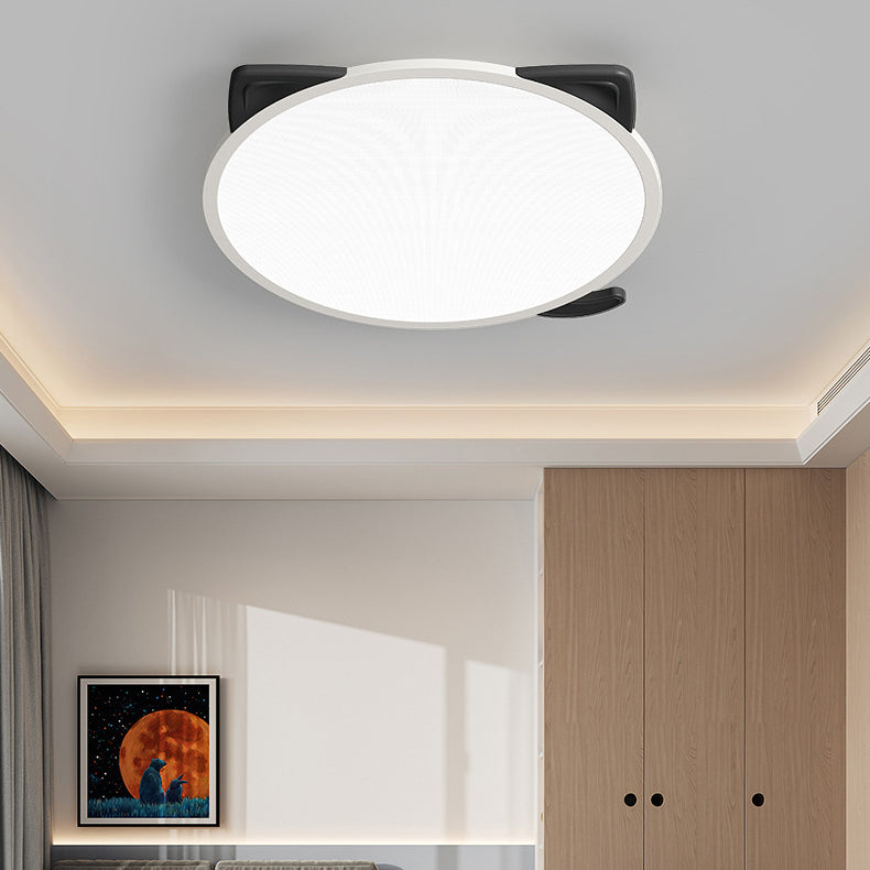 ضوء سقف LED مستدير بأذن قطة من الألومنيوم والأكريليك للأطفال بتصميم بسيط وحديث لغرفة النوم 