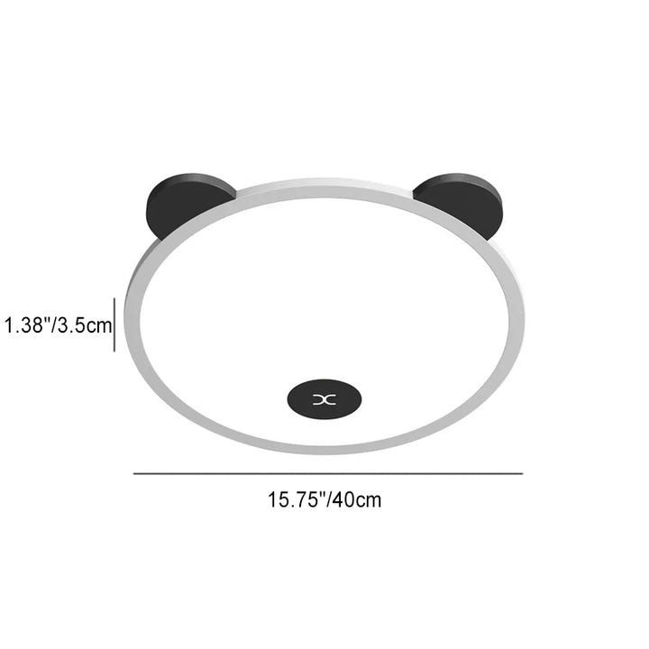 Lumière de plafond LED à montage affleurant en fer, aluminium et acrylique pour enfants, simplicité moderne, avec oreilles de panda amovibles, pour chambre à coucher 