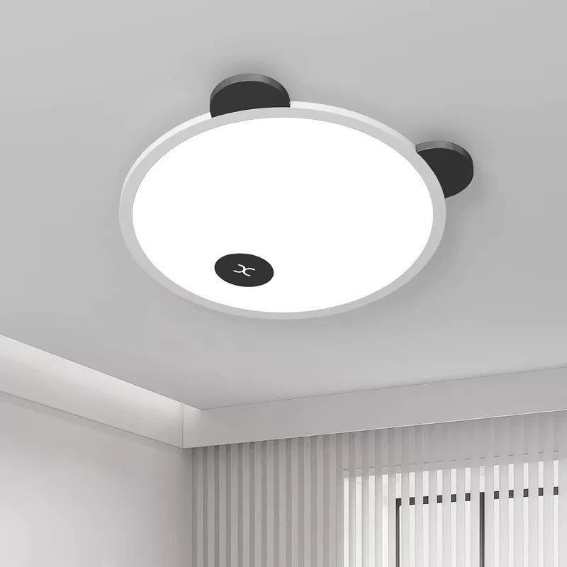 Lumière de plafond LED à montage affleurant en fer, aluminium et acrylique pour enfants, simplicité moderne, avec oreilles de panda amovibles, pour chambre à coucher 