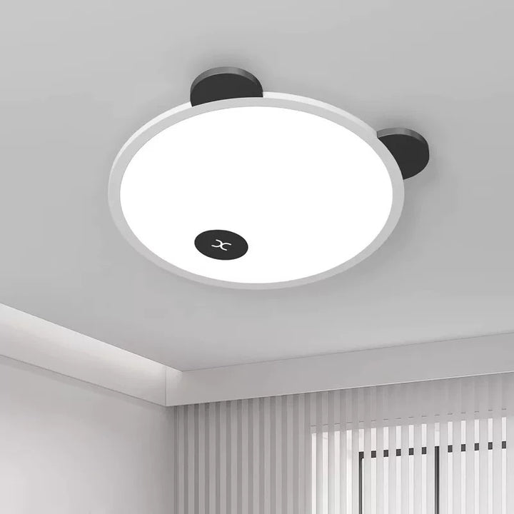 Lumière de plafond LED à montage affleurant en fer, aluminium et acrylique pour enfants, simplicité moderne, avec oreilles de panda amovibles, pour chambre à coucher 