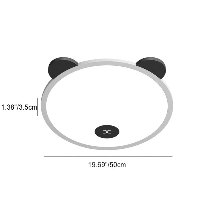 Lumière de plafond LED à montage affleurant en fer, aluminium et acrylique pour enfants, simplicité moderne, avec oreilles de panda amovibles, pour chambre à coucher 
