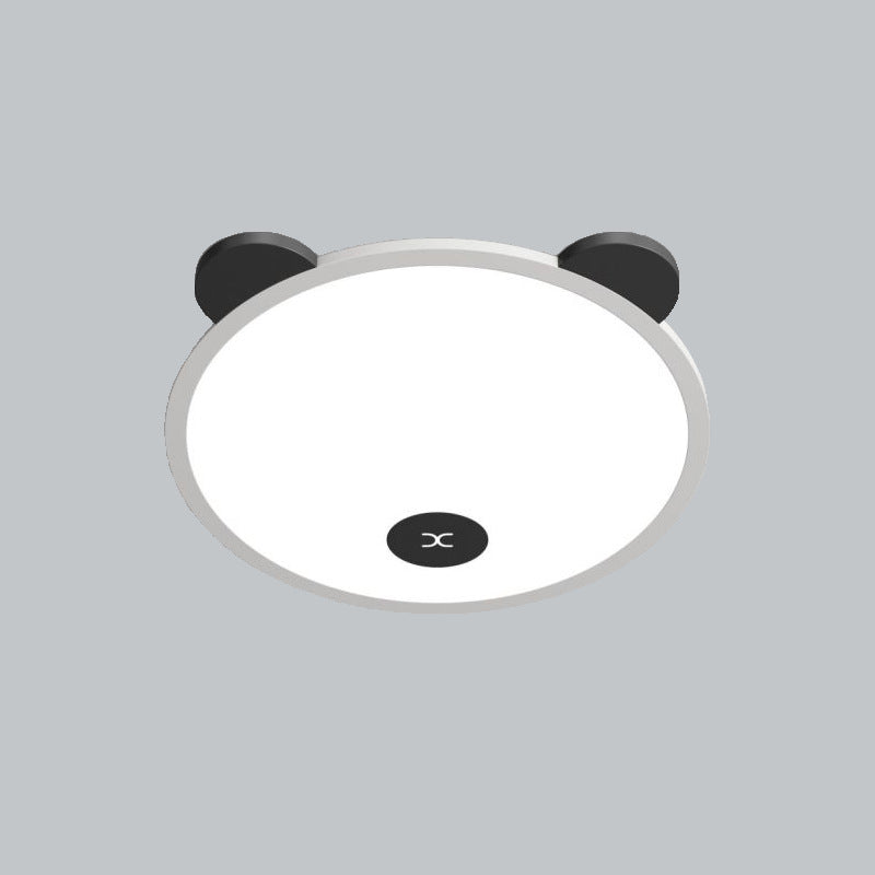 Lumière de plafond LED à montage affleurant en fer, aluminium et acrylique pour enfants, simplicité moderne, avec oreilles de panda amovibles, pour chambre à coucher 