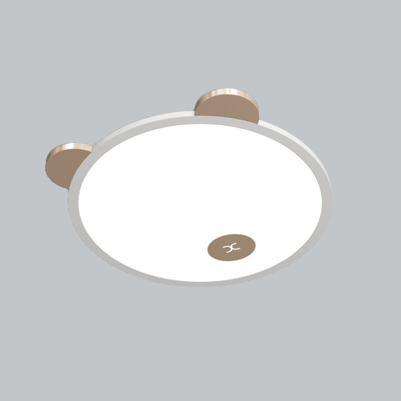 Lumière de plafond LED à montage affleurant en fer, aluminium et acrylique pour enfants, simplicité moderne, avec oreilles de panda amovibles, pour chambre à coucher 