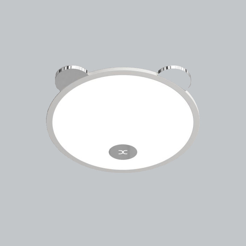 Lumière de plafond LED à montage affleurant en fer, aluminium et acrylique pour enfants, simplicité moderne, avec oreilles de panda amovibles, pour chambre à coucher 