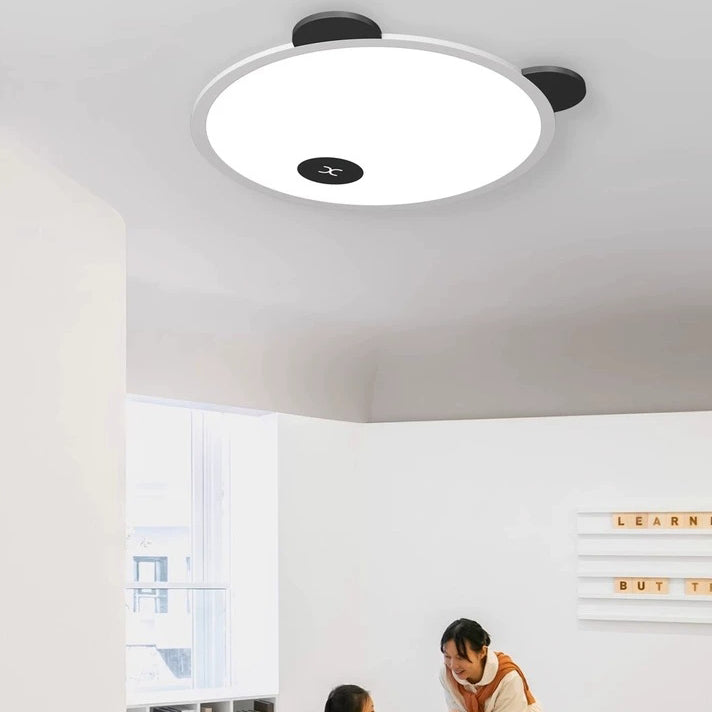 Lumière de plafond LED à montage affleurant en fer, aluminium et acrylique pour enfants, simplicité moderne, avec oreilles de panda amovibles, pour chambre à coucher 