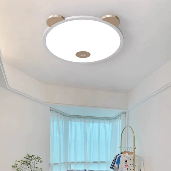 Lumière de plafond LED à montage affleurant en fer, aluminium et acrylique pour enfants, simplicité moderne, avec oreilles de panda amovibles, pour chambre à coucher 