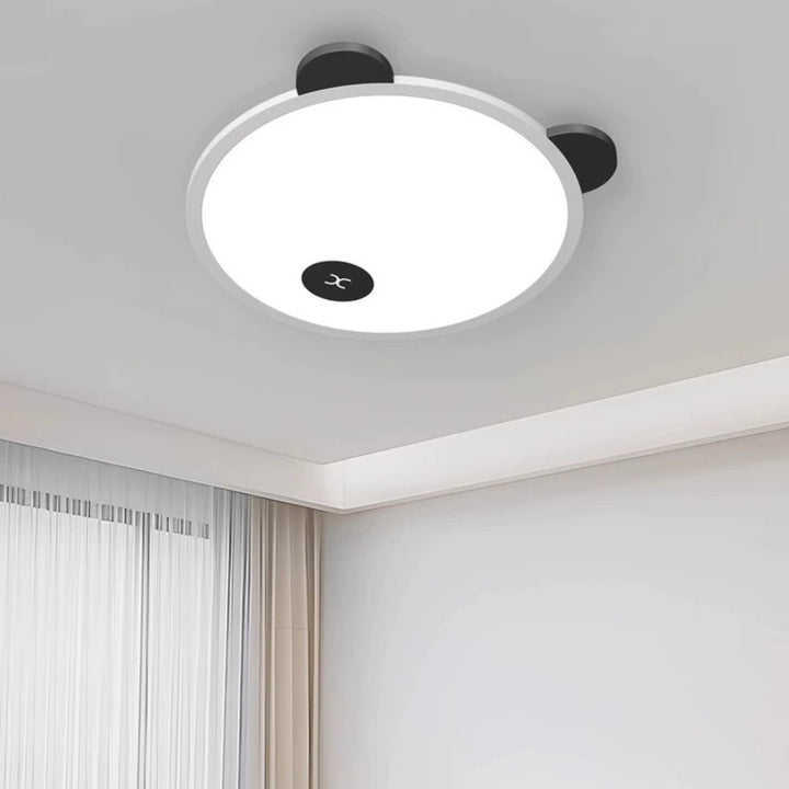 Lumière de plafond LED à montage affleurant en fer, aluminium et acrylique pour enfants, simplicité moderne, avec oreilles de panda amovibles, pour chambre à coucher 