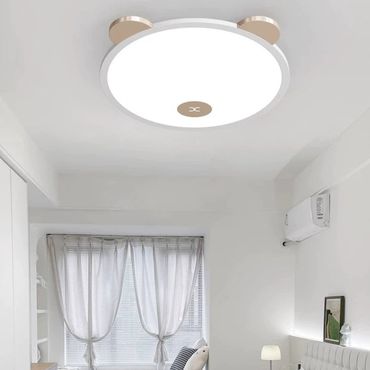 Lumière de plafond LED à montage affleurant en fer, aluminium et acrylique pour enfants, simplicité moderne, avec oreilles de panda amovibles, pour chambre à coucher 
