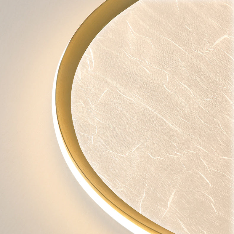 Plafonnier LED rond en aluminium, fer et acrylique scandinave contemporain avec texture en soie pour chambre à coucher 