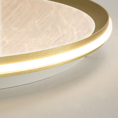 Plafonnier LED rond en aluminium, fer et acrylique scandinave contemporain avec texture en soie pour chambre à coucher 