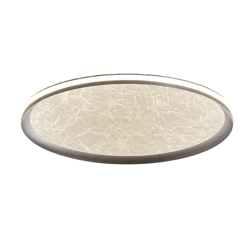 Plafonnier LED rond en aluminium, fer et acrylique scandinave contemporain avec texture en soie pour chambre à coucher 
