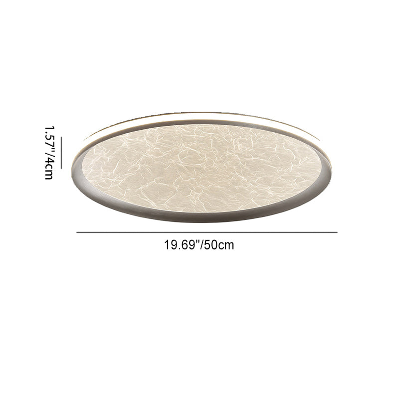 Plafonnier LED rond en aluminium, fer et acrylique scandinave contemporain avec texture en soie pour chambre à coucher 