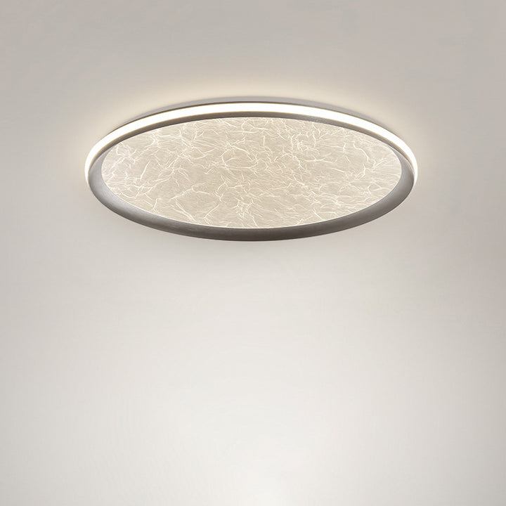 Contemporary Scandinavian Aluminum Iron Acrylic Round Silk Texture LED Flush Mount Ceiling Light For Bedroom