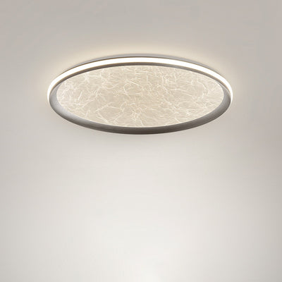 Plafonnier LED rond en aluminium, fer et acrylique scandinave contemporain avec texture en soie pour chambre à coucher 