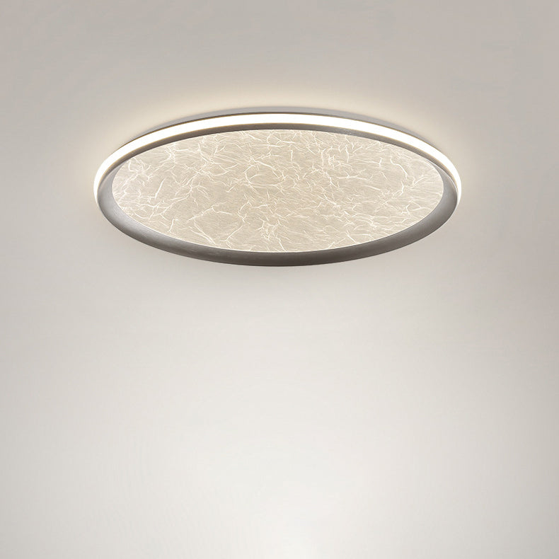 Plafonnier LED rond en aluminium, fer et acrylique scandinave contemporain avec texture en soie pour chambre à coucher 