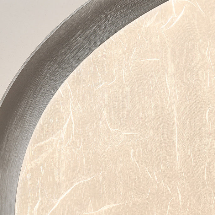 Plafonnier LED rond en aluminium, fer et acrylique scandinave contemporain avec texture en soie pour chambre à coucher 
