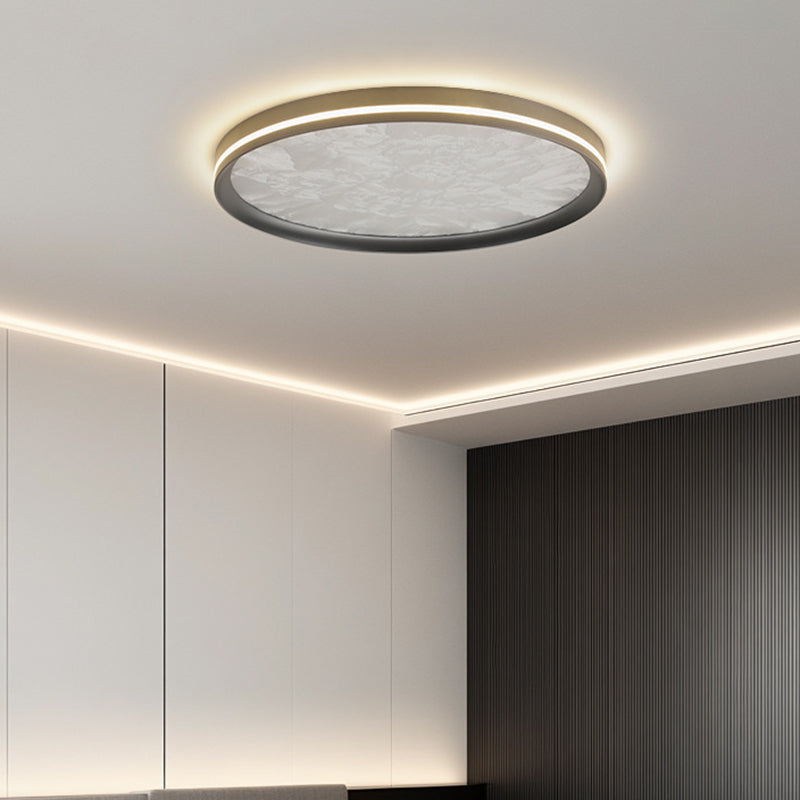 Modern Simplicity Aluminum Acrylic Rectangular Square Round Enamel Ice Flower Texture LED Flush Mount Ceiling Light For Living Room