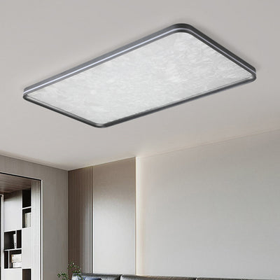 Modern Simplicity Aluminum Acrylic Rectangular Square Round Enamel Ice Flower Texture LED Flush Mount Ceiling Light For Living Room