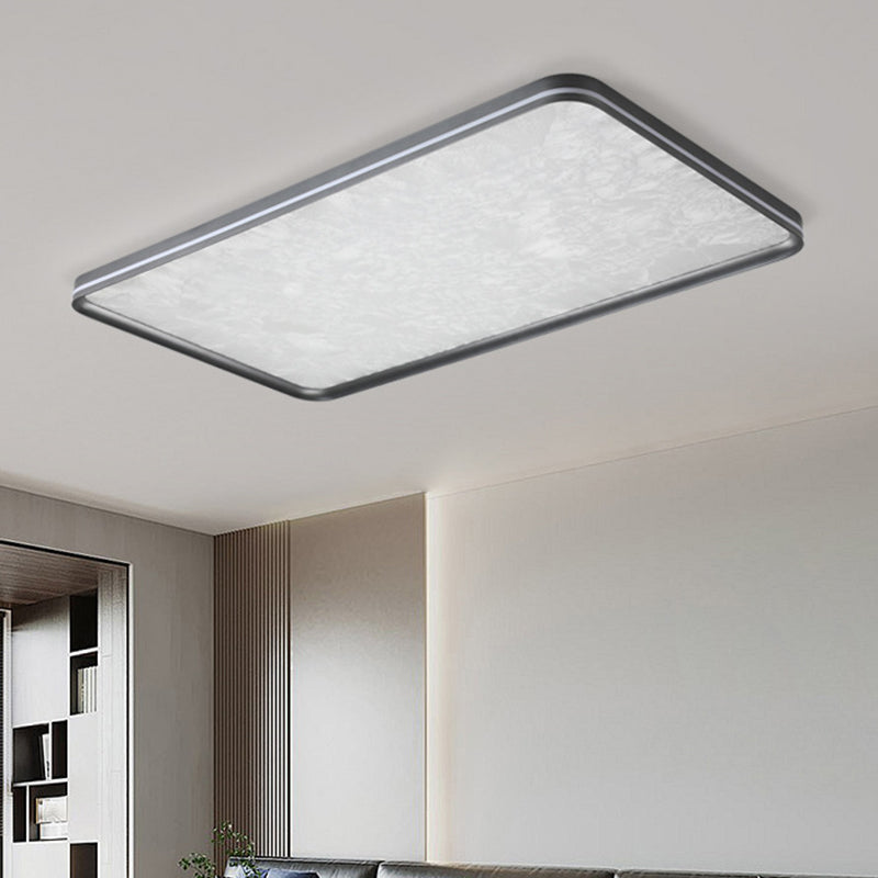 Modern Simplicity Aluminum Acrylic Rectangular Square Round Enamel Ice Flower Texture LED Flush Mount Ceiling Light For Living Room