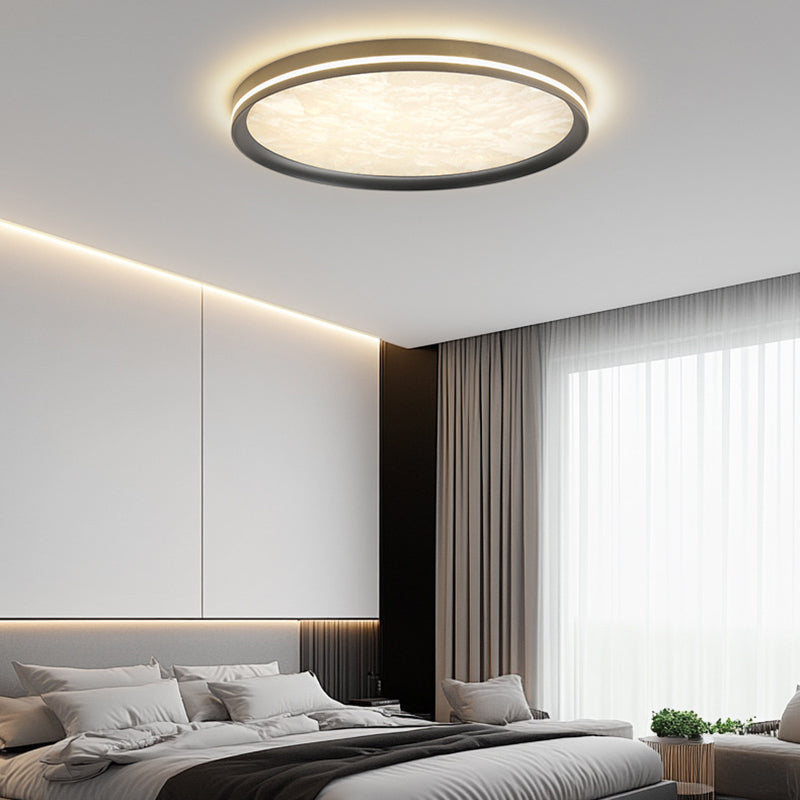 Modern Simplicity Aluminum Acrylic Rectangular Square Round Enamel Ice Flower Texture LED Flush Mount Ceiling Light For Living Room