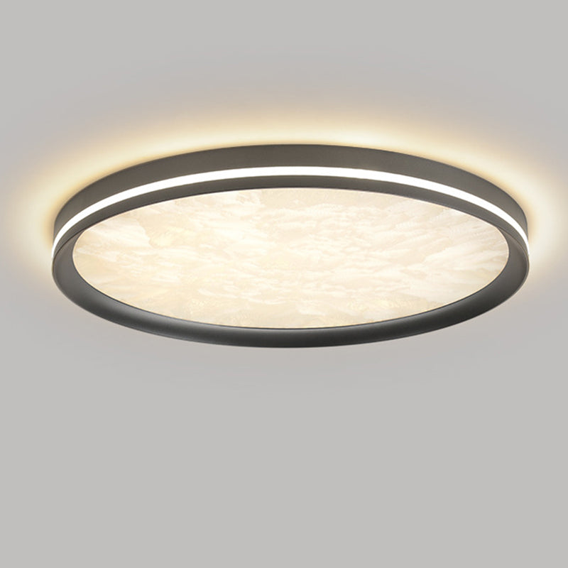 Modern Simplicity Aluminum Acrylic Rectangular Square Round Enamel Ice Flower Texture LED Flush Mount Ceiling Light For Living Room