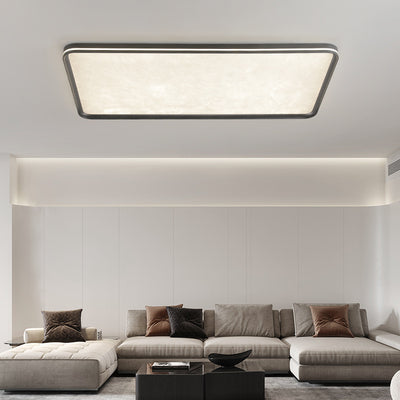 Modern Simplicity Aluminum Acrylic Rectangular Square Round Enamel Ice Flower Texture LED Flush Mount Ceiling Light For Living Room