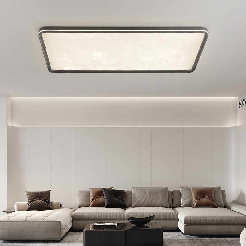Modern Simplicity Aluminum Acrylic Rectangular Square Round Enamel Ice Flower Texture LED Flush Mount Ceiling Light For Living Room