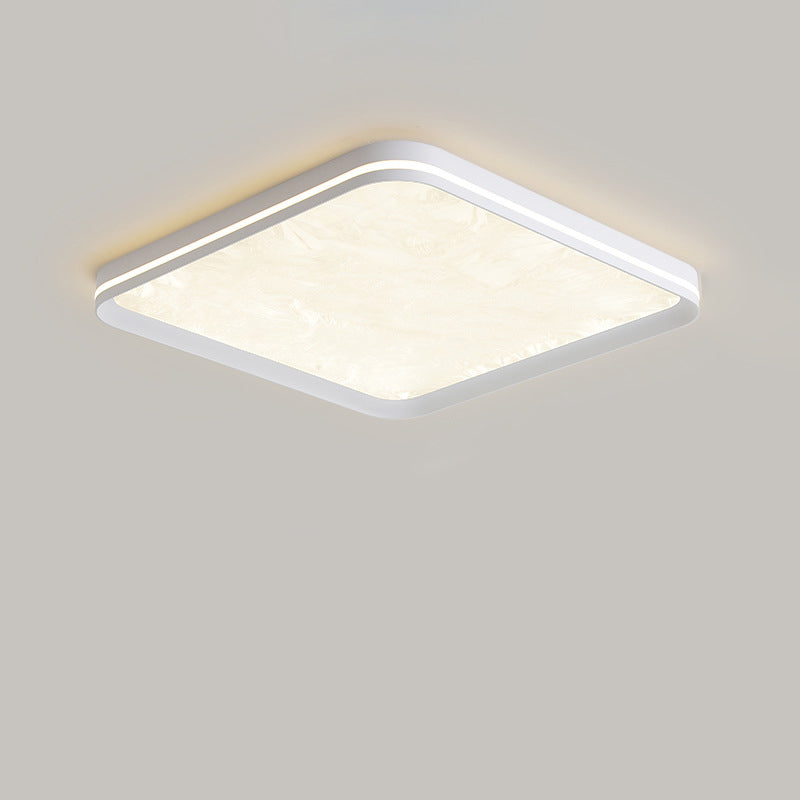 Modern Simplicity Aluminum Acrylic Rectangular Square Round Enamel Ice Flower Texture LED Flush Mount Ceiling Light For Living Room